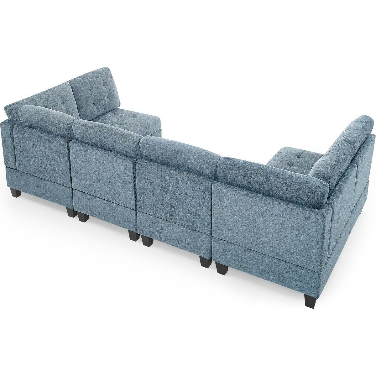 U shape Modular Sectional Sofa,DIY Combination,includes Four Single Chair and Two Corner,Navy Chenille