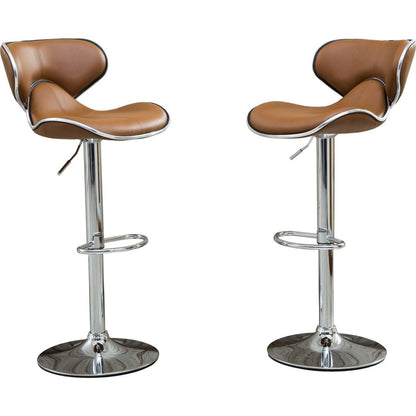 Masaccio Upholstery Airlift Adjustable Swivel Barstool with Chrome Base, Set of 2, Camel