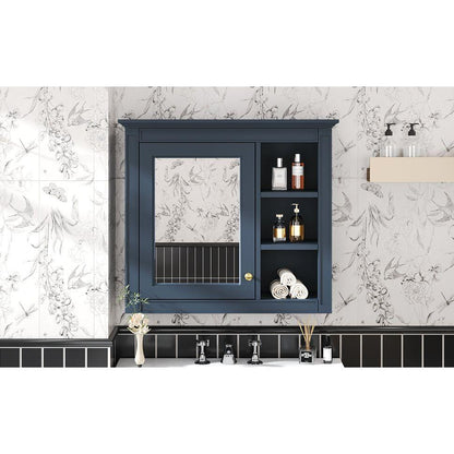 30" x 28" Medicine Cabinet, Wall Mounted Bathroom Storage Cabinet, Modern Bathroom Wall Cabinet with Mirror,Medicine Cabinet, Mirror Cabinet with 3 Open Shelves (Not Include Bathroom Vanity)