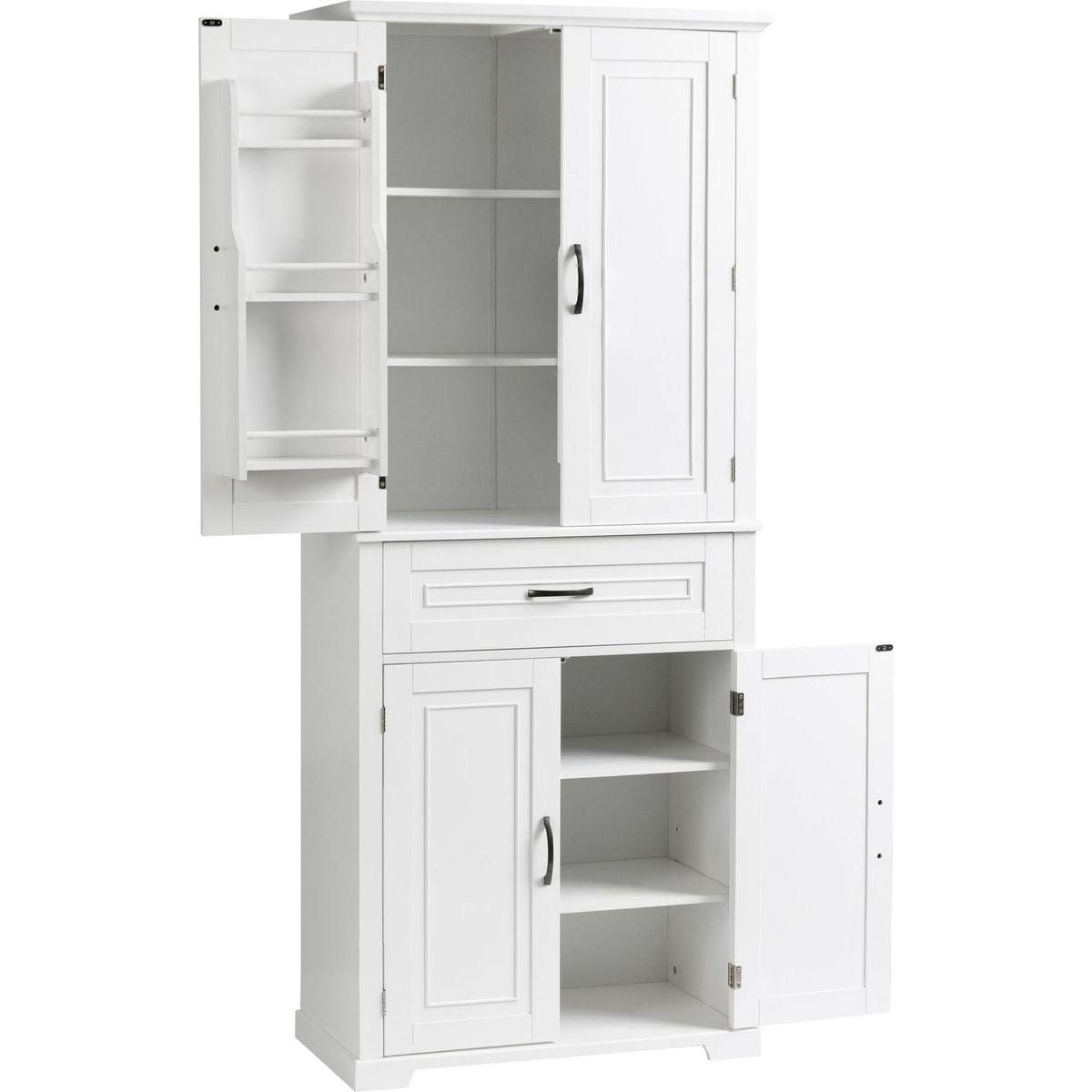 Bathroom Storage Cabinet with Doors and Drawer, Multiple Storage Space, Adjustable Shelf, White