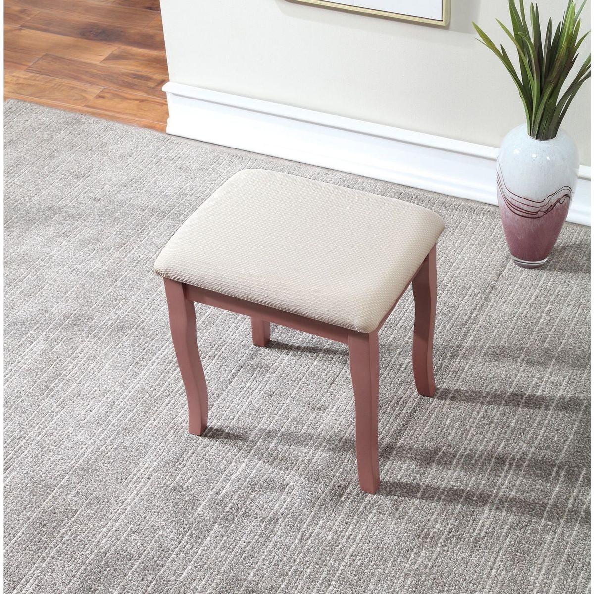 Sanlo Wooden Vanity Make Up Table and Stool Set, Rose Gold