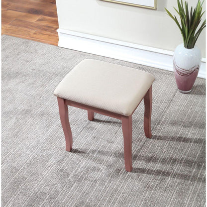 Sanlo Wooden Vanity Make Up Table and Stool Set, Rose Gold