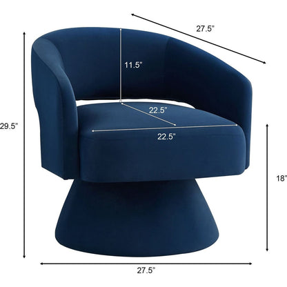 Modern Swivel Barrel Chair, Upholstered Velvet Round Accent Chairs,360 Degree Comfy Swivel Chair with Open Backrest, Single Chair Armchair for Living Room Bedroom, Homerest,Navy
