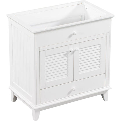 30" Bathroom Vanity Base without Sink, Bathroom Cabinet with Two Doors and One Drawer, White