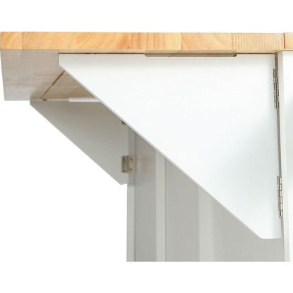 Kitchen Cart with Rubber wood Drop-Leaf Countertop, Cabinet door internal storage racks,Kitchen Island on 5 Wheels with Storage Cabinet and 3 Drawers for Dining Room,White