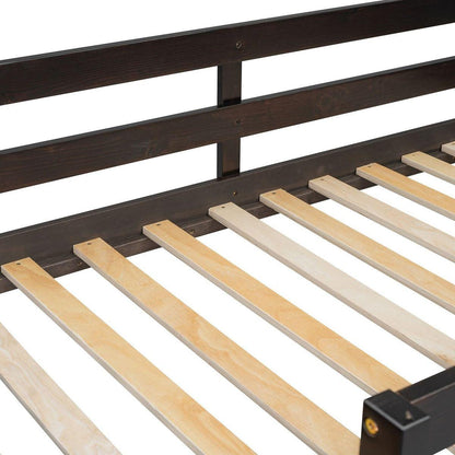 Twin over Twin Bunk Bed with 4 Drawers and 3 Shelves-Espresso