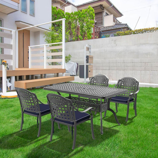 (Cushions In Random Colors)5-Piece Set Of Cast Aluminum Patio Furniture With Cushions