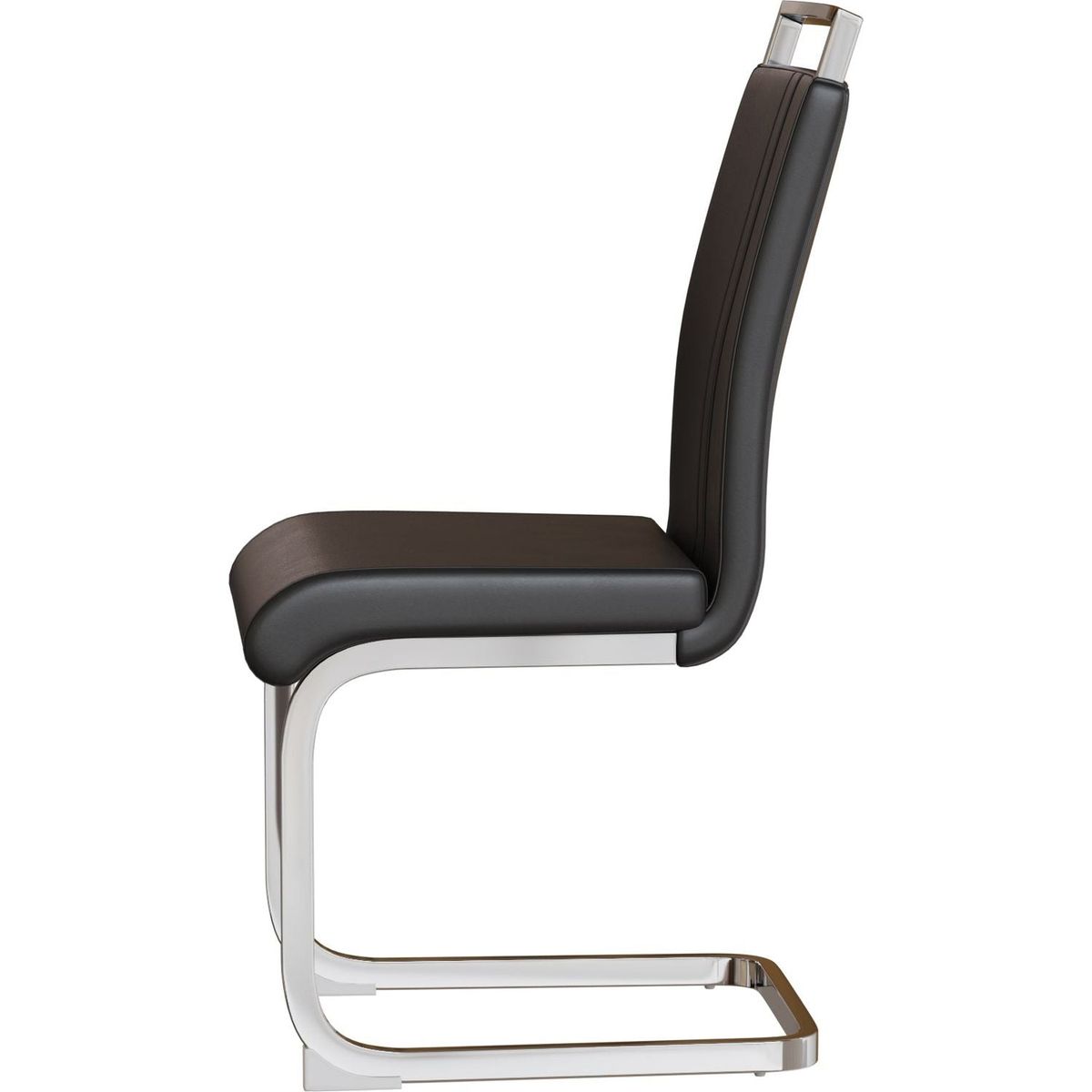 Modern Dining Chairs,PU Faux Leather High Back Upholstered Side Chair with C-shaped Tube plating Metal Legs for Dining Room Kitchen Vanity Patio Club Guest Office Chair (Set of 4) (Black+PU Leather)