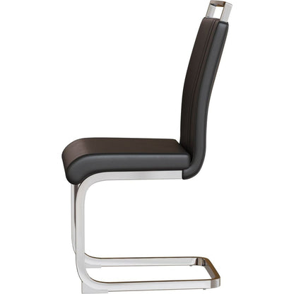 Modern Dining Chairs,PU Faux Leather High Back Upholstered Side Chair with C-shaped Tube plating Metal Legs for Dining Room Kitchen Vanity Patio Club Guest Office Chair (Set of 4) (Black+PU Leather)