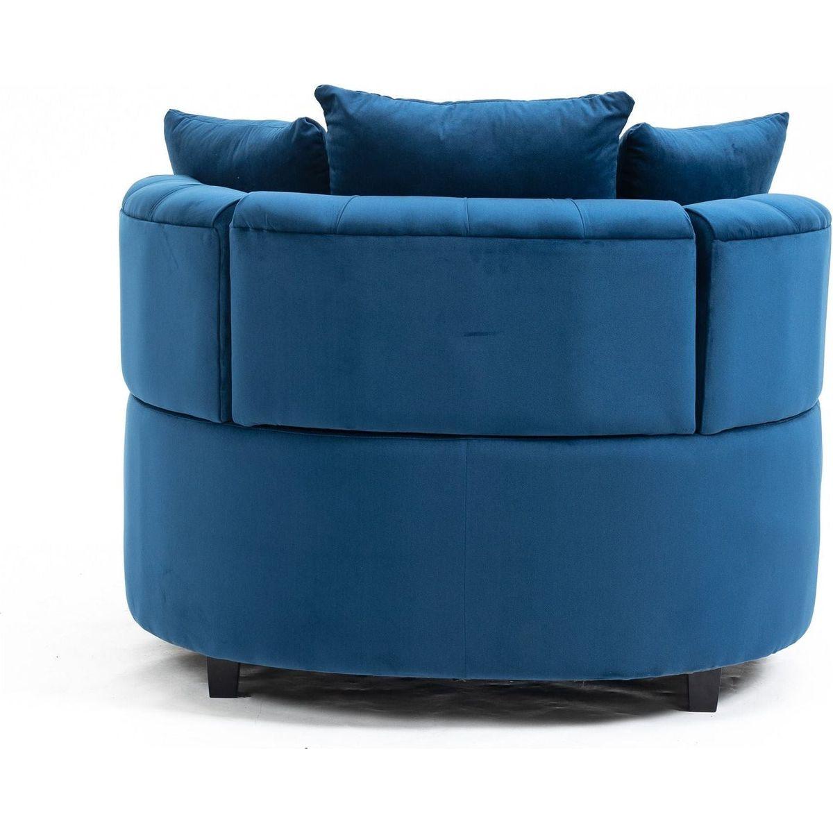 Accent Chair / Classical Barrel Chair for living room / Modern Leisure Sofa Chair (Blue)