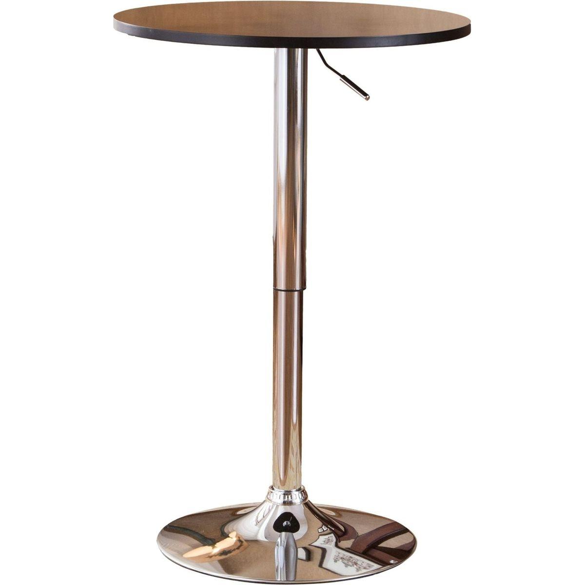 Adjustable Wood and Metal Bar Table in Black