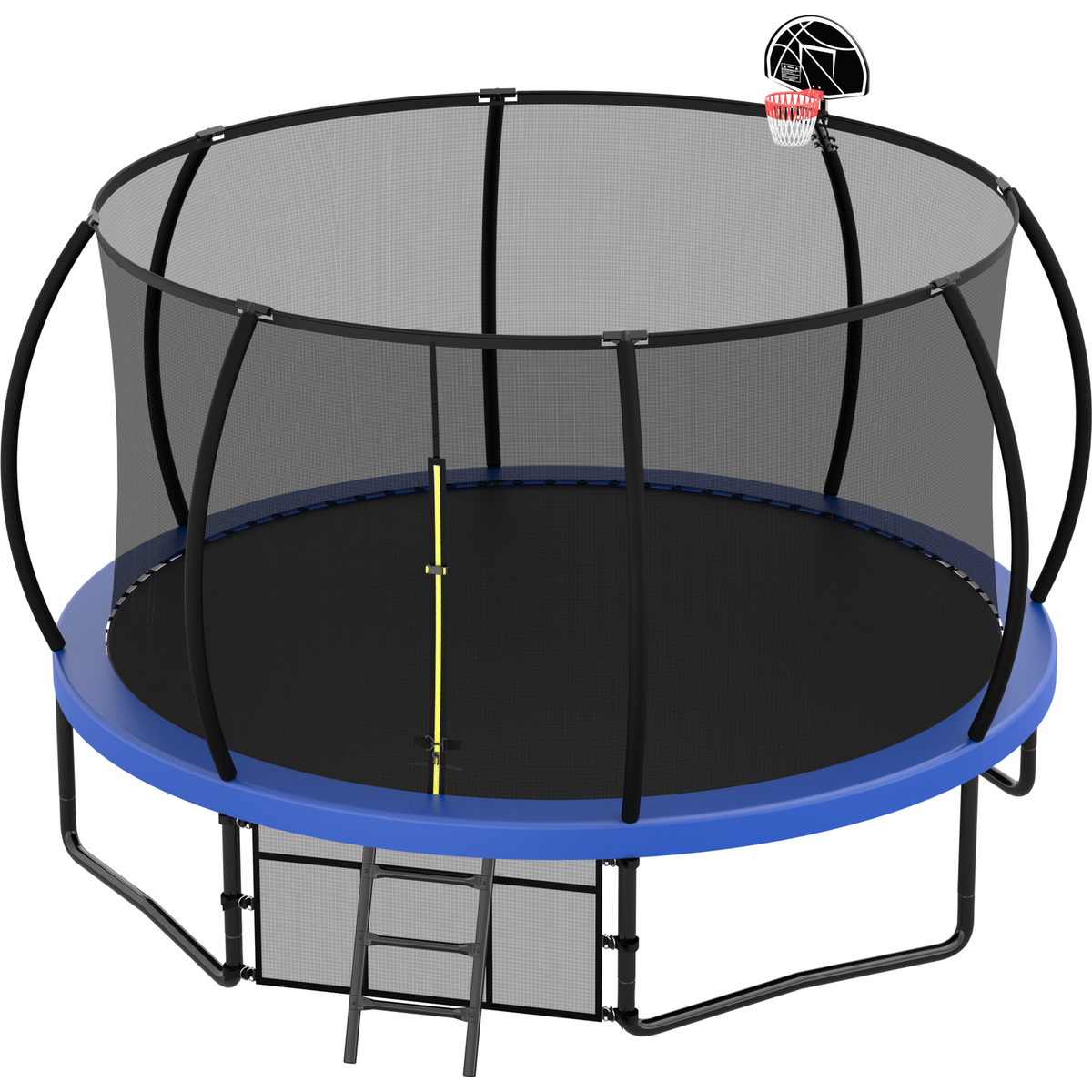 14FT Trampoline with Enclosure - Recreational Trampolines with Ladder and AntiRust Coating, ASTM Approval Outdoor Trampoline for Kids