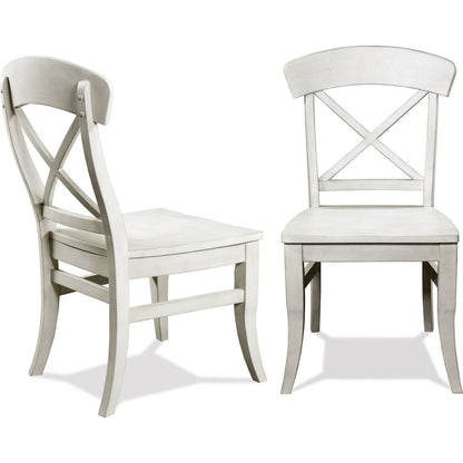 Harola Cross-back Dining Side Chairs in Set of 2, Smoky White Finish