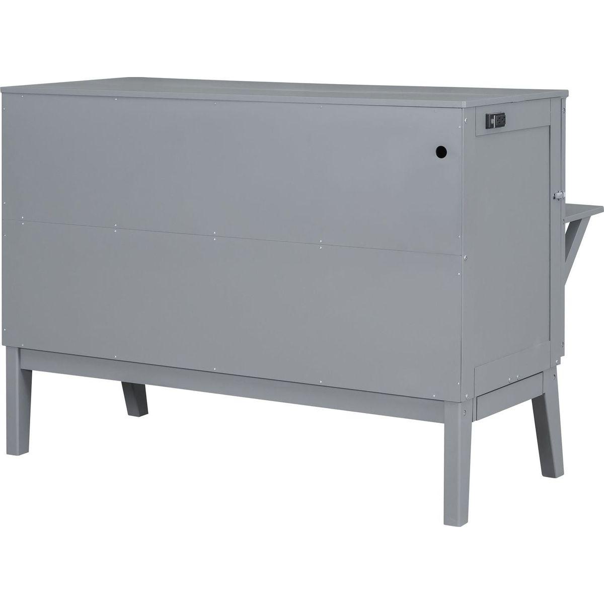 Queen Size Murphy Bed with USB Port and removable Shelves on Each Side,Gray