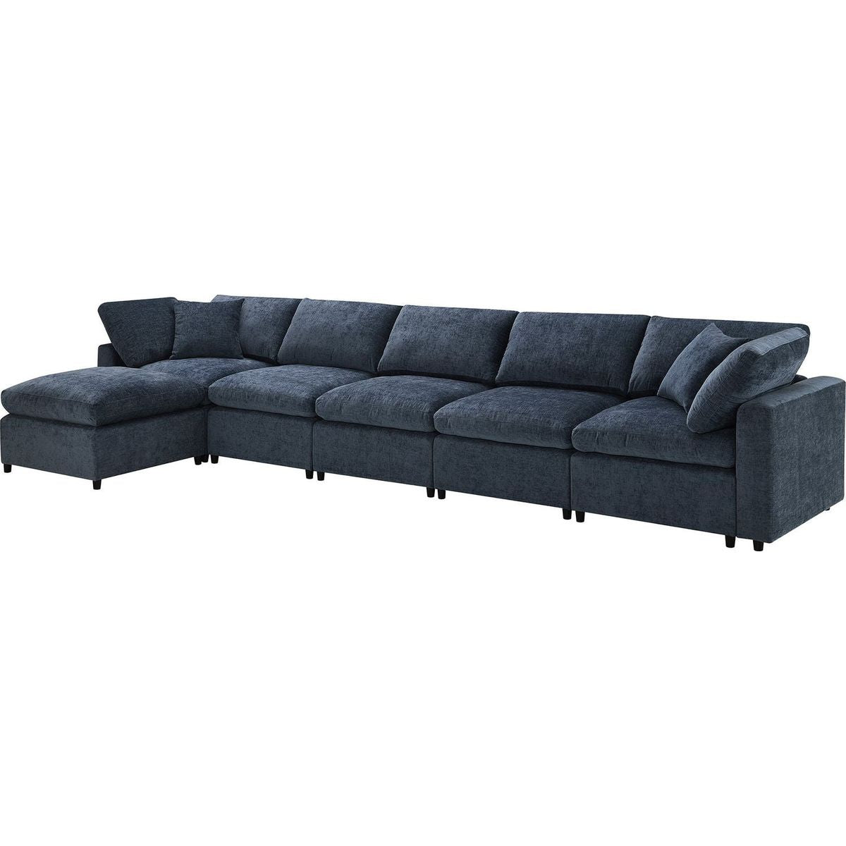 130x65" Modern Modular Cloud Sofa Bed, 6 Seat Chenille Sectional Couch Set with Ottoman,Free Combination,Convertible U Shaped Sleeper Sofa for Living Room, Apartment, 3 Colors