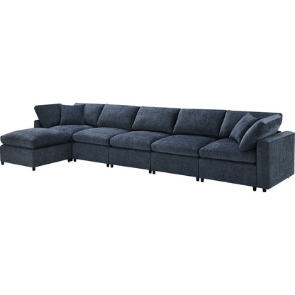 130x65" Modern Modular Cloud Sofa Bed, 6 Seat Chenille Sectional Couch Set with Ottoman,Free Combination,Convertible U Shaped Sleeper Sofa for Living Room, Apartment, 3 Colors