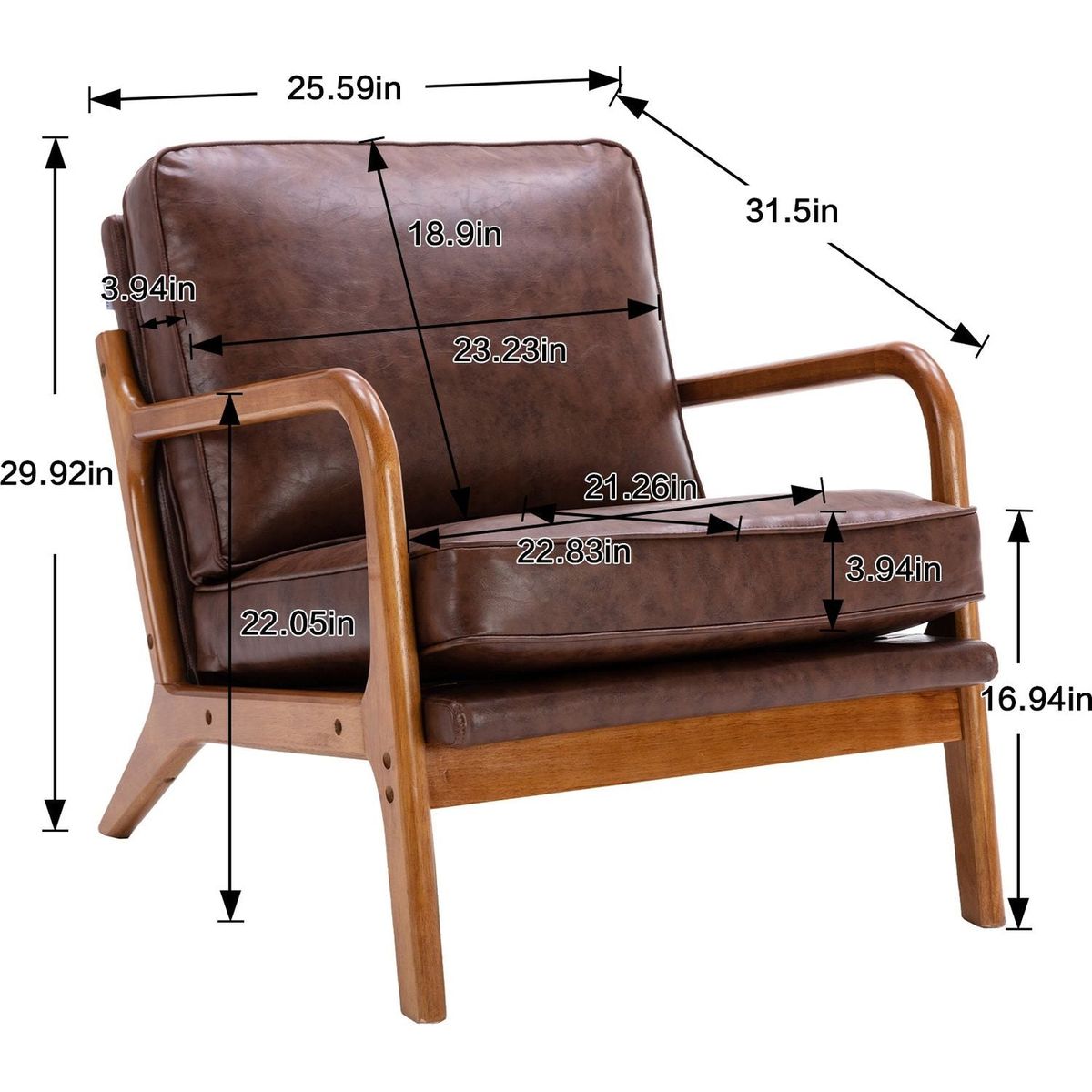 Wood Frame Armchair, Modern Accent Chair Lounge Chair for Living Room