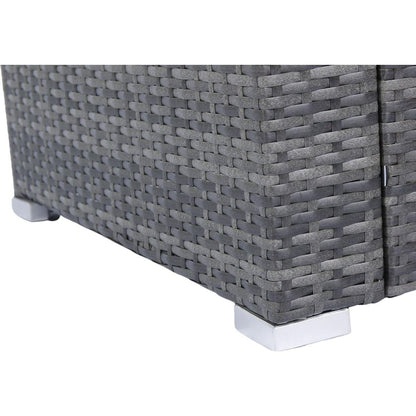 8 Piece Patio Sectional Wicker Rattan Outdoor Furniture Sofa Set with One Storage Box Under Seat and Cushion Box Grey wicker + Black Cushion + Clear Glass Top