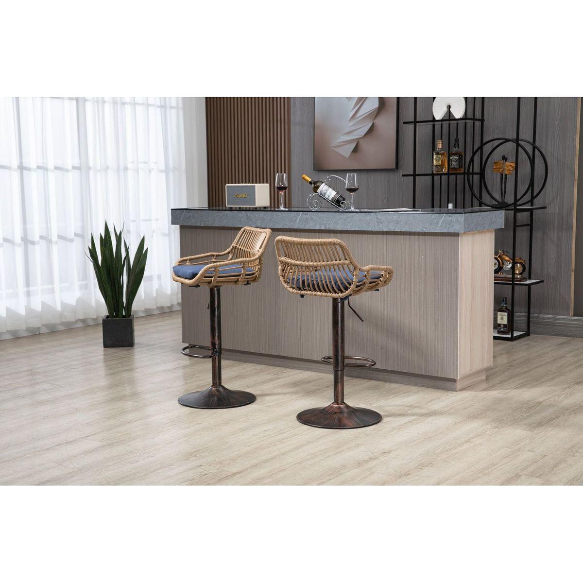 Swivel Bar Stools Set of 2 Adjustable Counter Height Chairs with Footrest for Kitchen, Dining Room 2PC/SET