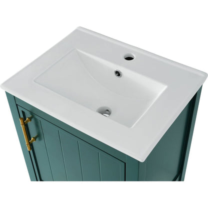 20" Bathroom Vanity with Sink, Bathroom Cabinet with Soft Closing Door, Storage Rack and Open Shelf, Green