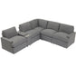 104" Power Recliner Corner Sofa Home Theater Reclining Sofa Sectional Couches with Storage Box, Cup Holders, USB Ports and Power Socket for Living Room, Dark Grey