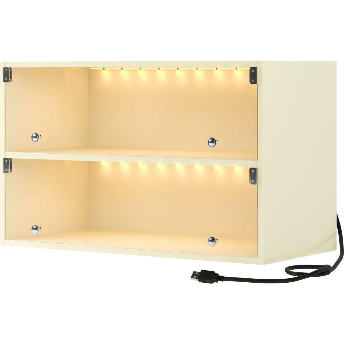 Off white Glass Door Shoe Box Shoe Storage Cabinet For Sneakers With RGB Led Light