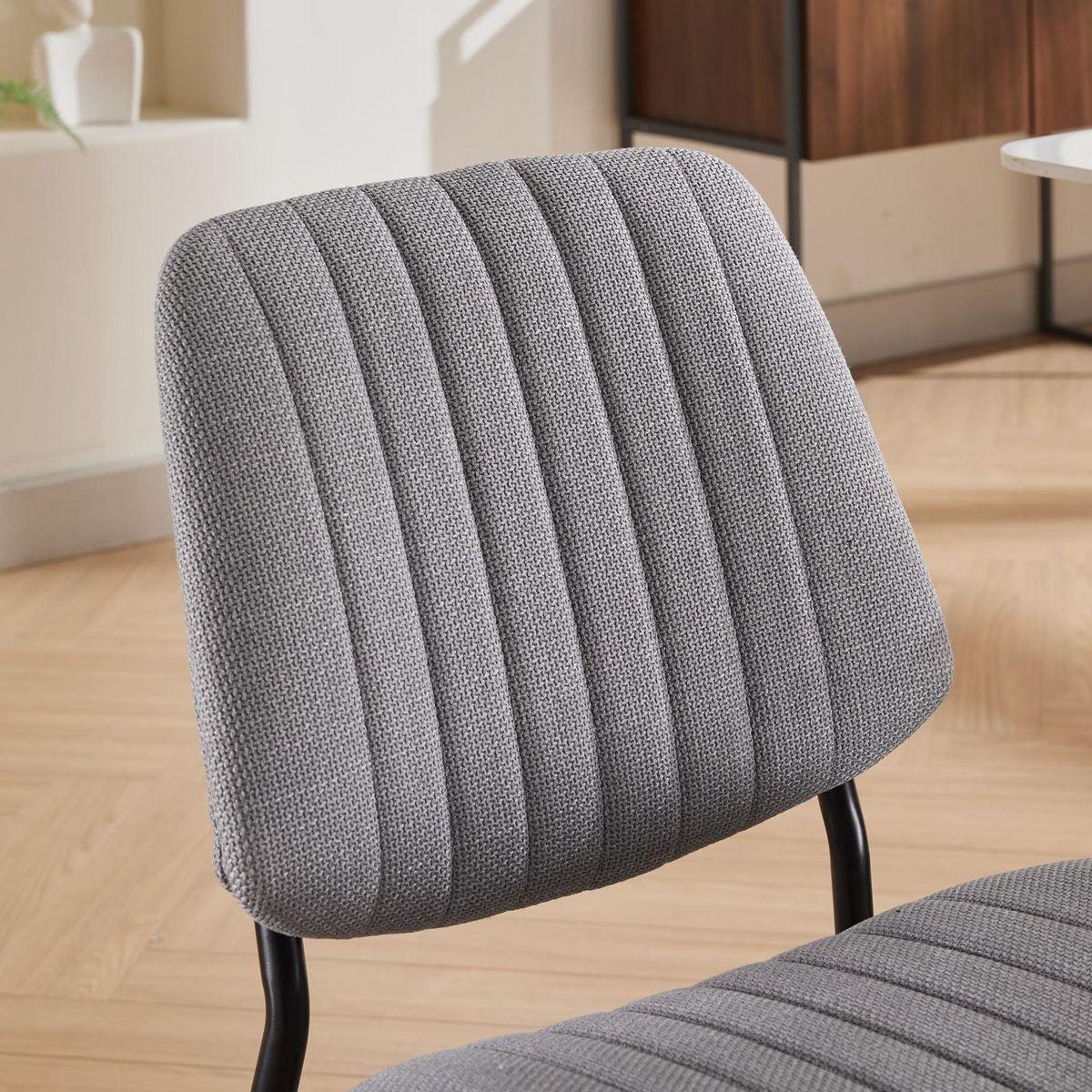 Dining Chairs Set of 2 Modern Retro Linen Chair with Bentwood Back Upholstered Seat Metal Legs Adjustable Foot for Kitchen Dining Room Chairs(Gray Linen)