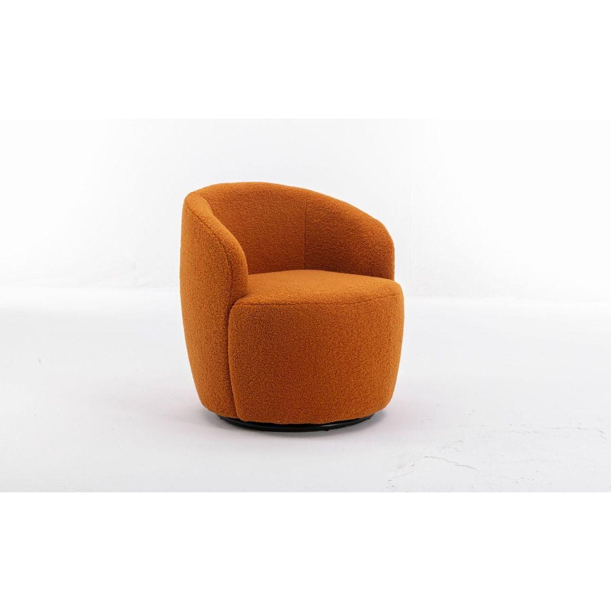 Teddy Fabric Swivel Accent Armchair Barrel Chair With Black Powder Coating Metal Ring,Caramel