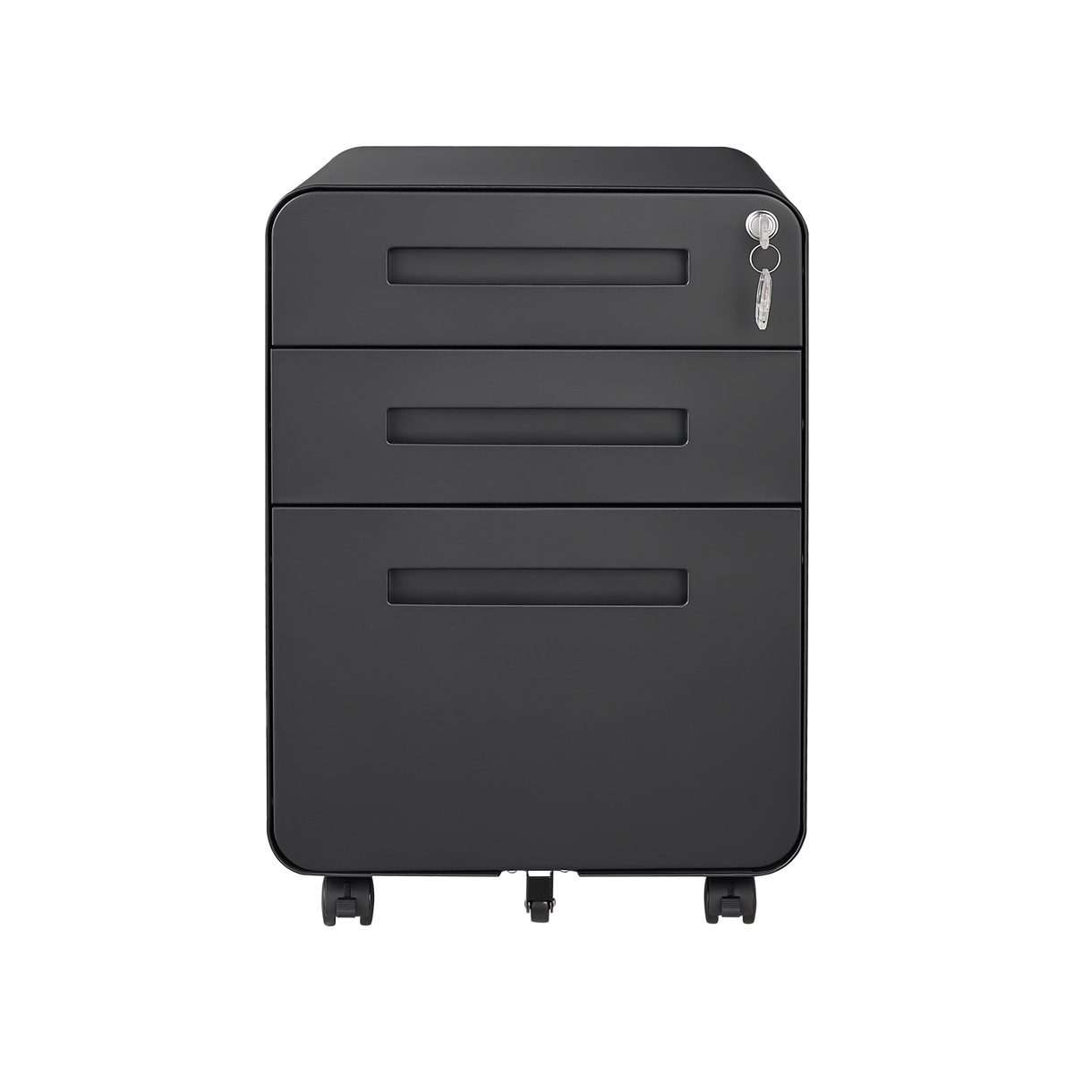 3 Drawer Mobile File Cabinet Under Desk Office,Simple Style Versatile Storage Cabinet for Legal/Letter/A4 Files, 5 Wheel Design Anti-Tilting Cold Rolled Steel Waterproof Moisture-Proof Black