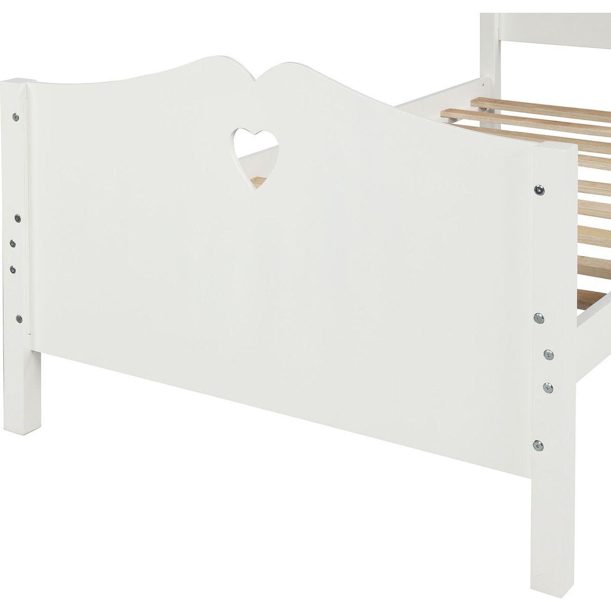 Bed Frame Twin Platform Bed with Wood Slat Support and Headboard and Footboard (White)