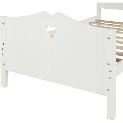 Bed Frame Twin Platform Bed with Wood Slat Support and Headboard and Footboard (White)