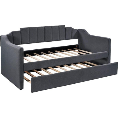 Upholstered Twin Daybed with Trundle,Black