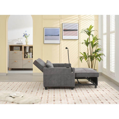 Futon Chair Bed Convertible Chair 3-in-1 Pull Out Sleeper Chair Beds with USB Ports,Wear-resistant and Anti-scratch, Armchair Bed Sleeper for Living Room (Dark Grey Tech cloth)