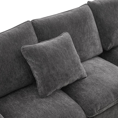 110x84" Modern U Shape Modular Sofa, 7 Seat Chenille Sectional Couch Set with 2 Pillows Included, Freely Combinable Indoor Funiture for Living Room, Apartment, Office, 2 Colors