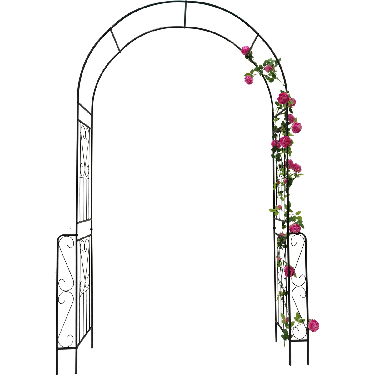Metal Garden Arch W55" x H94.5" Garden Arbor Trellis Climbing Plants Support Rose Arch Outdoor Arch Black