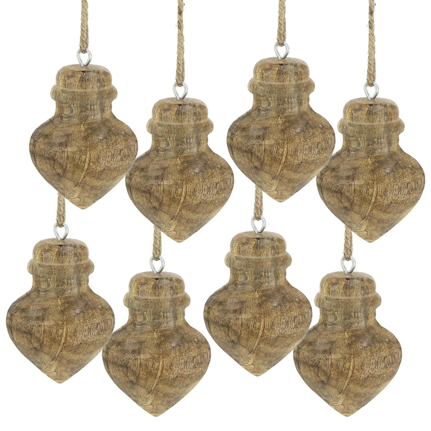 D3.1x3.5' Wooden Hanging Ornaments, Hanging Home Decor Accents for Christmas Tree, Holiday Display, Set of 8
