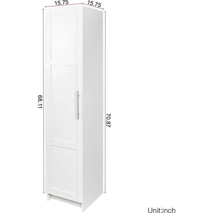 Stackable Wall Mounted Storage Cabinet, 15.75" D x 15.75" W x 70.87" H, White
