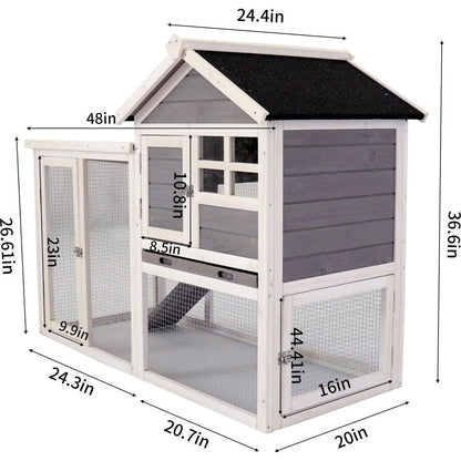 Deluxe Wooden Chicken Coop Hen House Rabbit Wood Hutch Poultry Cage Habitat
