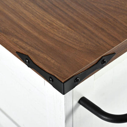 54.5" Farmhouse Kitchen Island with Power Outlet, Kitchen Storage Island with Internal Storage Rack, Drop Leaf, Spice Rack, Rolling Kitchen Cart on Wheels, for Home, Kitchen and Dining Room,White