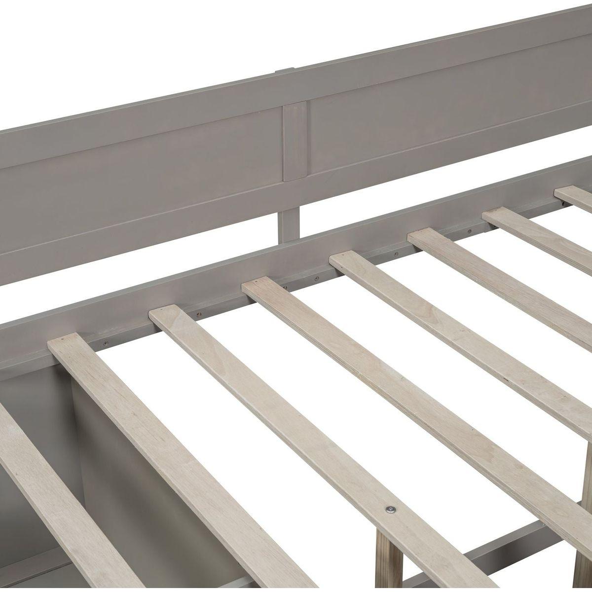 Full Size Daybed with Drawers and Shelves, Gray