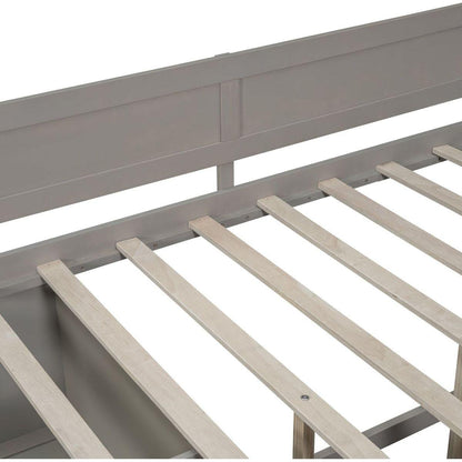 Full Size Daybed with Drawers and Shelves, Gray