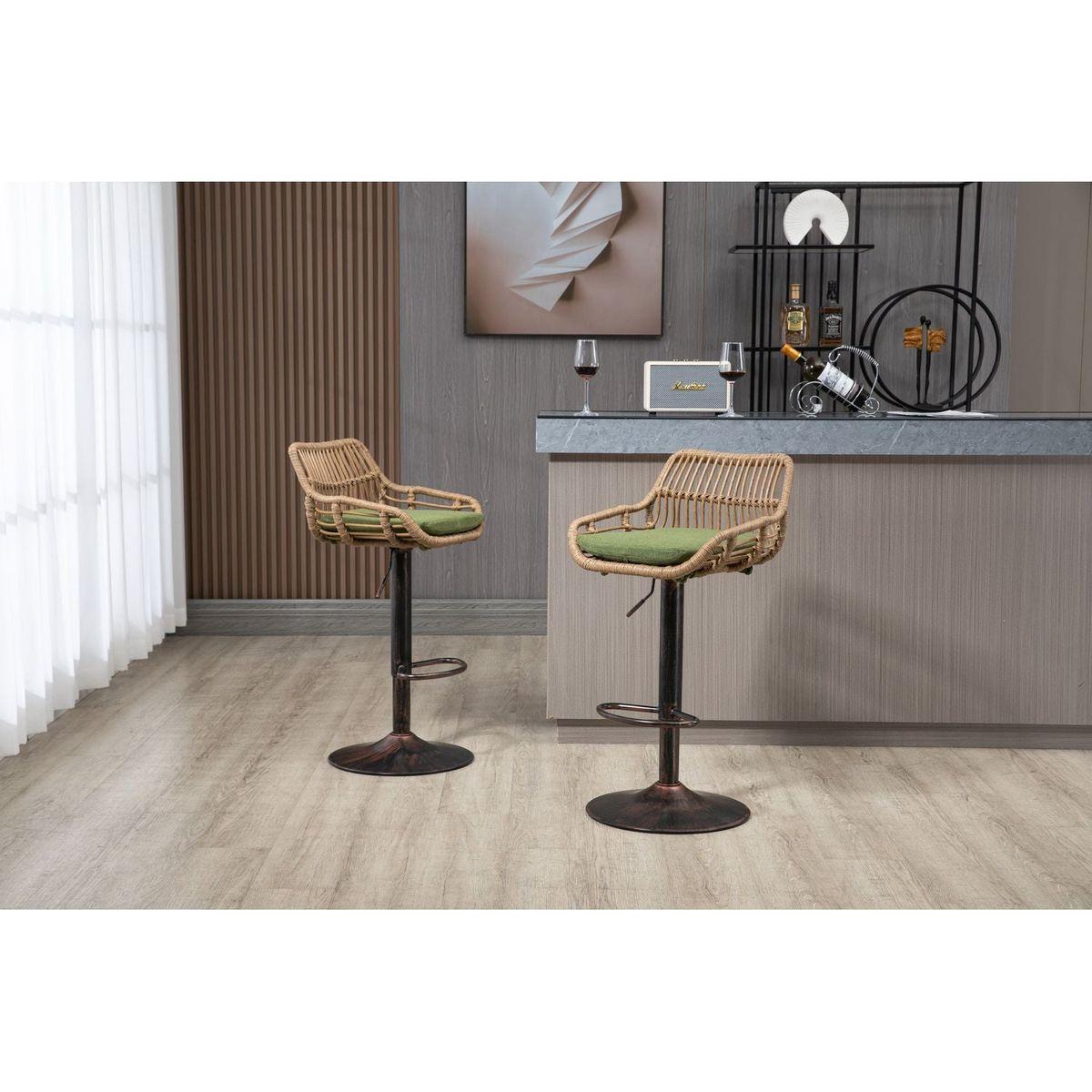 Swivel Bar Stools Set of 2 Adjustable Counter Height Chairs with Footrest for Kitchen, Dining Room 2PC/SET