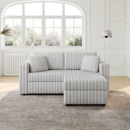 75.6'Soft  Modular 2-person Sofa with Hydraulic Lift. Highly Comfortable & Stylish. Matches 30.7' Ottoman. Ideal for Bedroom & Living Room. Light gray