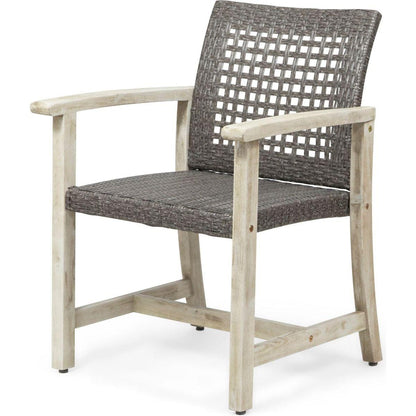 HAMPTON WOOD AND WICKER DINING CHAIR(SET OF 2 )