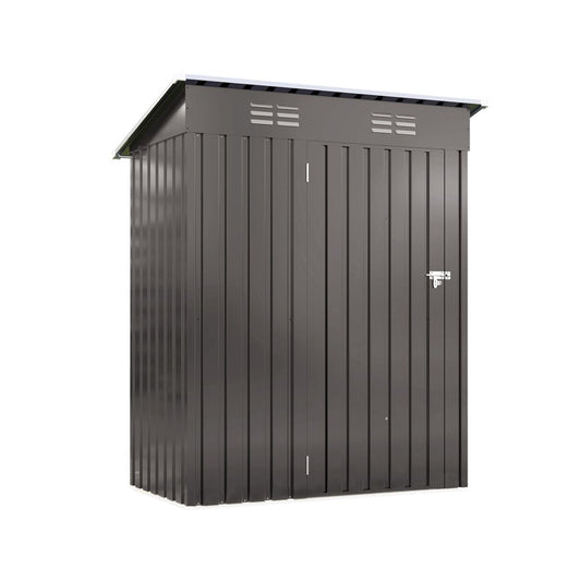 5x3 FT Durable Metal Shed Outdoor Storage Shed with Pitched Roof and Lockable Door, Gray