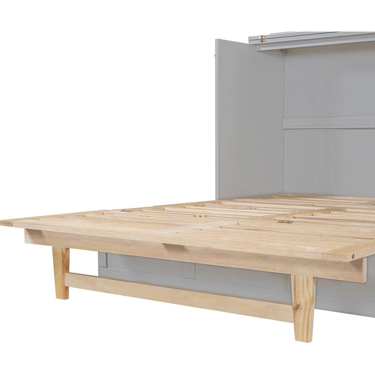 Full Size Murphy Bed with Large Drawers,Gray