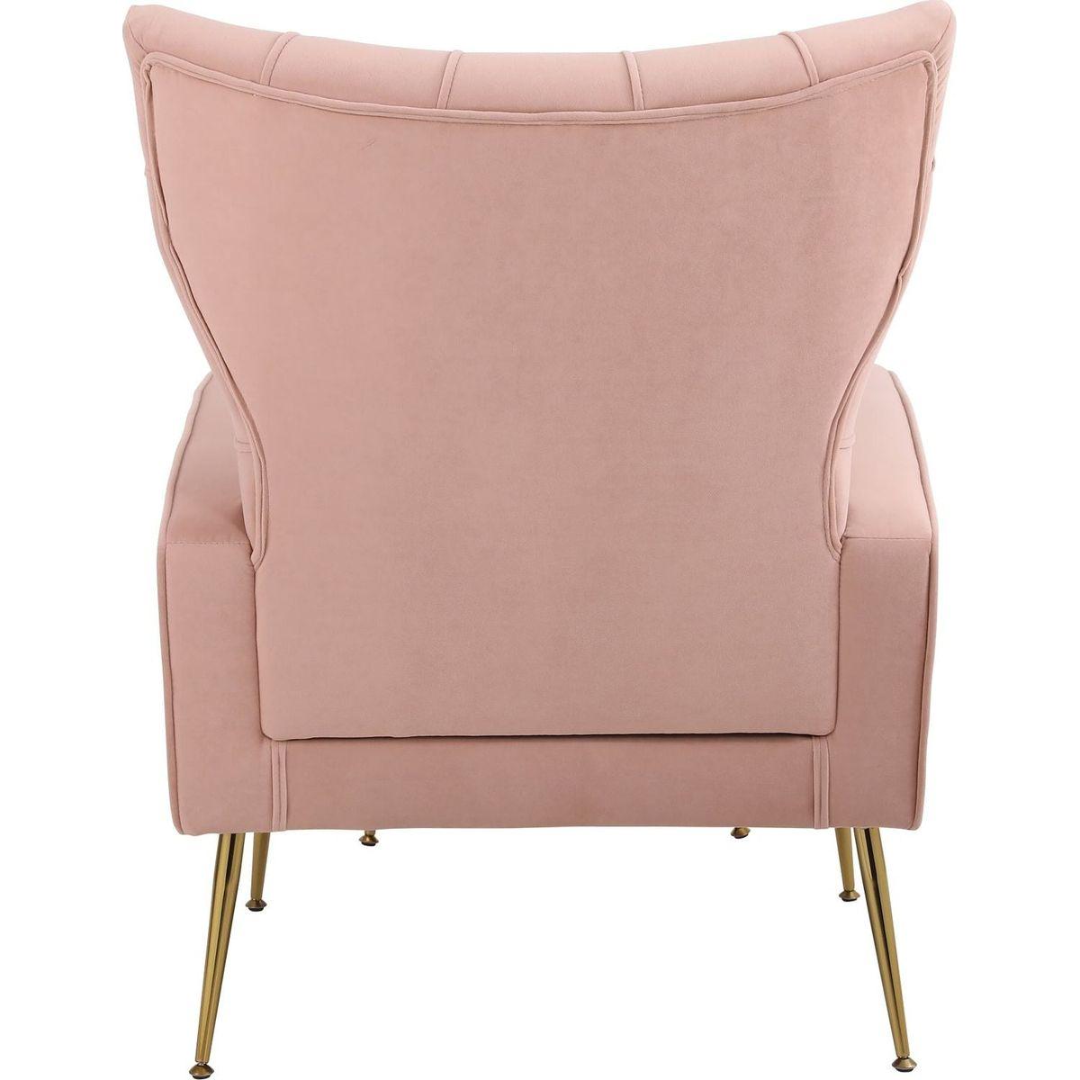 Modern Accent Chair with Ottoman, Comfy Armchair for Living Room, Bedroom, Apartment, Office (Pink)