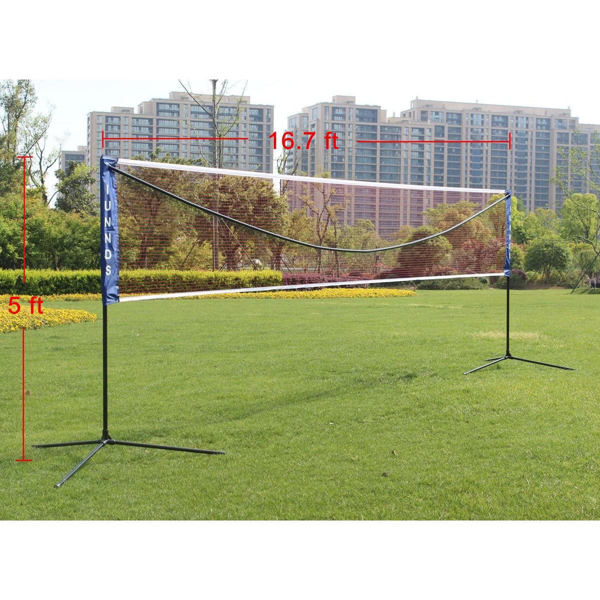 Portable Large Volleyball Net Badminton Net with Carrying Bag Stand/Frame 17FT