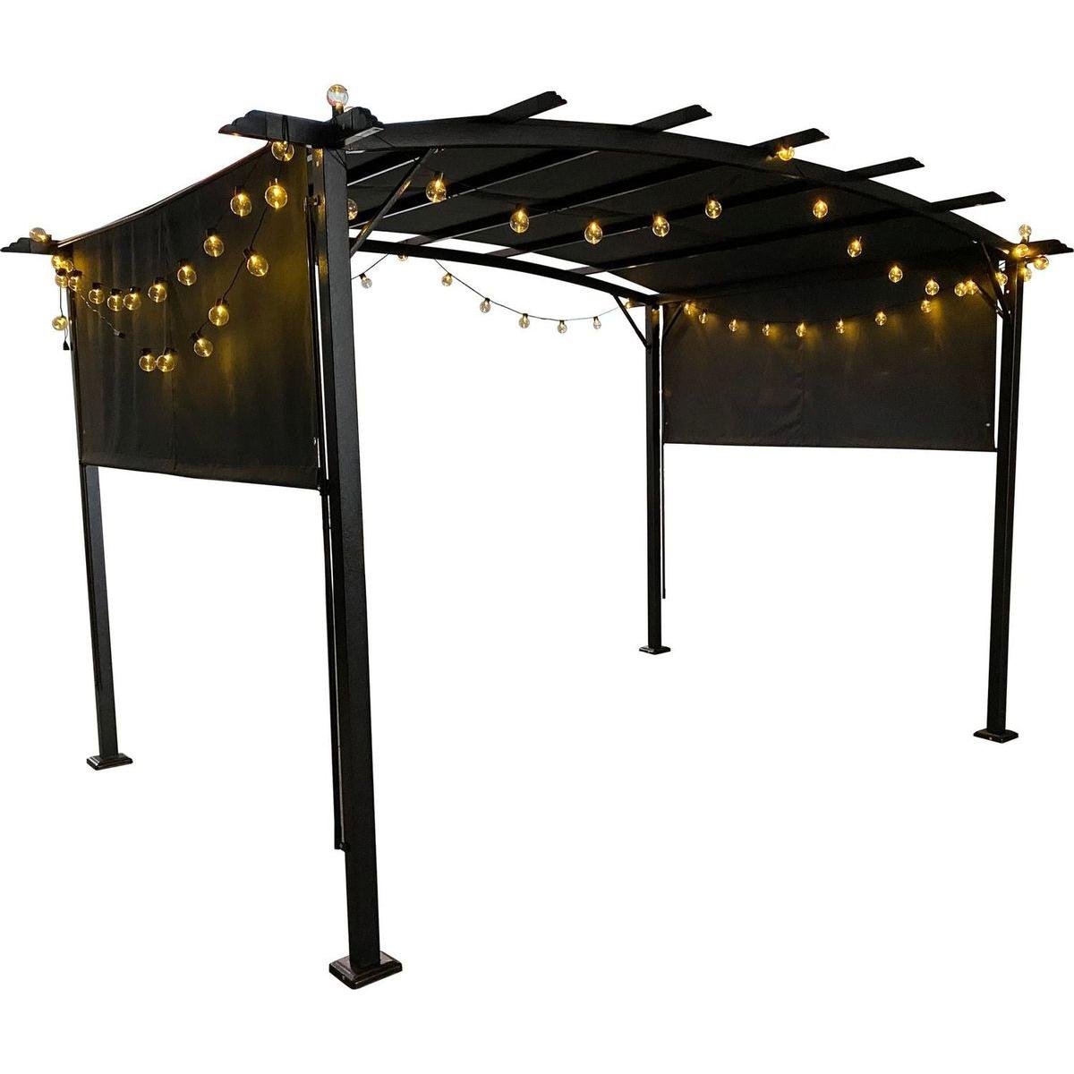 12 x 9 Ft Outdoor Pergola Patio Gazebo,Retractable Shade Canopy,Steel Frame Grape Gazebo,Sun shelter Pergola for Gardens,Terraces,Backyard
