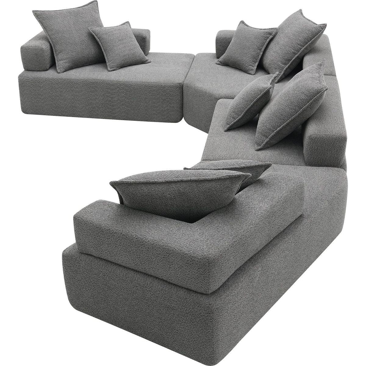 156"Oversized Modular U Shaped Sectional Sofa,Luxury Boucle Floor Couch Set,Convertible Sleeper Couch,Spacious Foam-Filled Sofa Bed for Living Room,4 PC Free Combination,2 Color